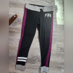 Victoria's Secret PINK Black White And Purple Yoga Jogger Style Leggings